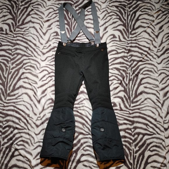 Roffe vintage wool snow ski snowboard pants bibs size 34 mens black Olympic styl - Picture 1 of 10